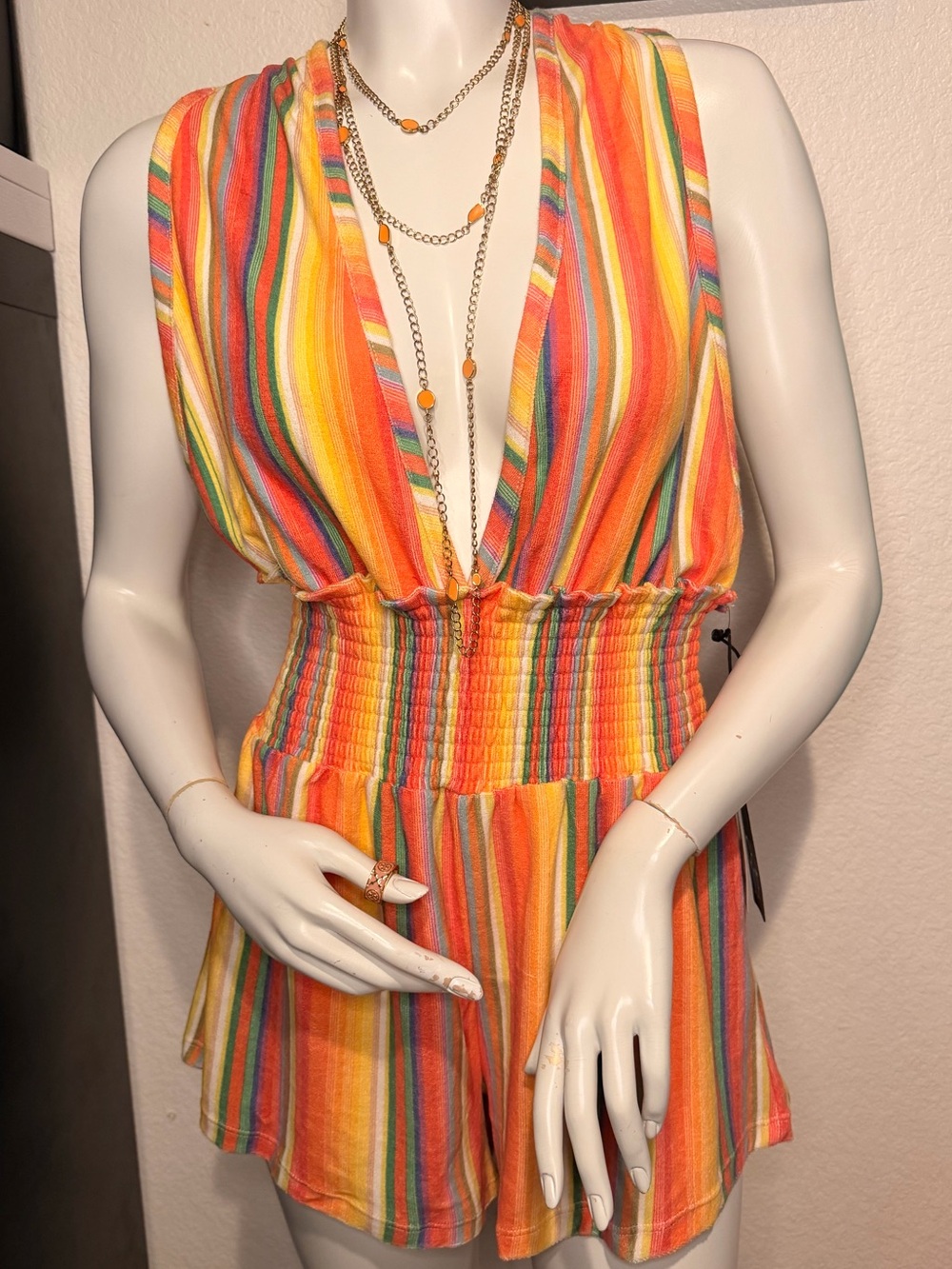 Chaser Striped Halter Romper